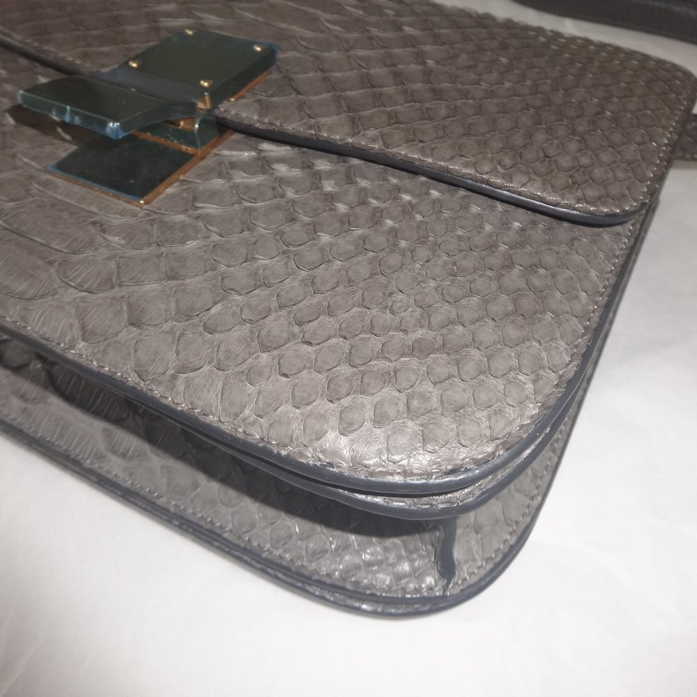 Cline Classic Box Medium Gray Python Skin Leather - image 6